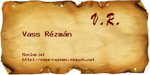Vass Rézmán névjegykártya